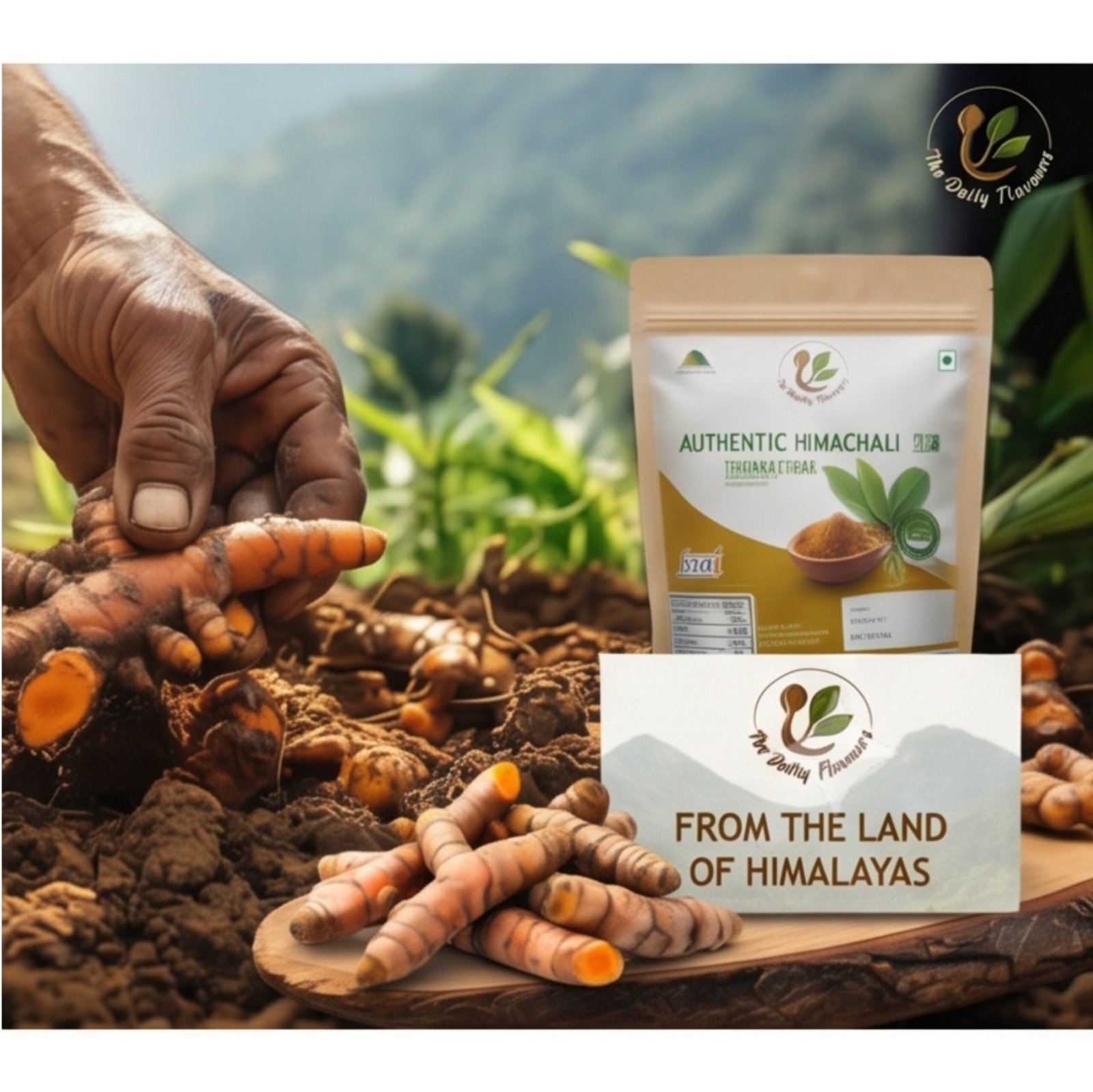 The Daily Flavours Himachali Desi Haldi Powder | 100% Pure & Organic Farm-Fresh Turmeric Root Ground | Rich in Curcumin, Antioxidants & Natural Immunity Booster - Available in Eco Pouches | 150gm - Image 3
